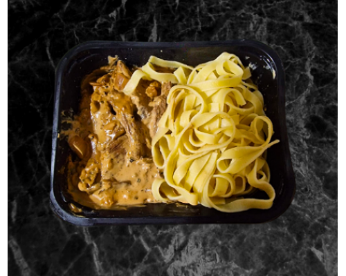 Home made Beef stroganoff with pasta